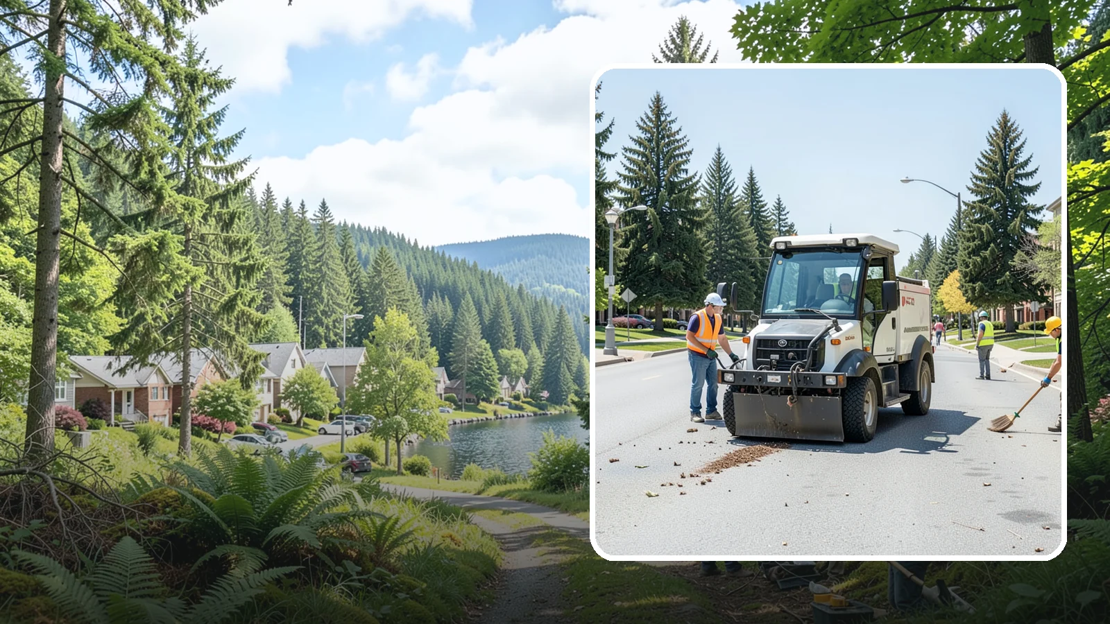 Public Space Cleanup in Lake Forest Park, King County, WA - Comprehensive cleaning of downtown cores, plazas, and civic gathering spaces on a scheduled basis.