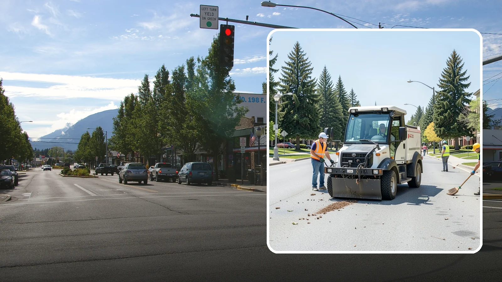 Public Space Cleanup in North Bend, King County, WA - Comprehensive cleaning of downtown cores, plazas, and civic gathering spaces on a scheduled basis.