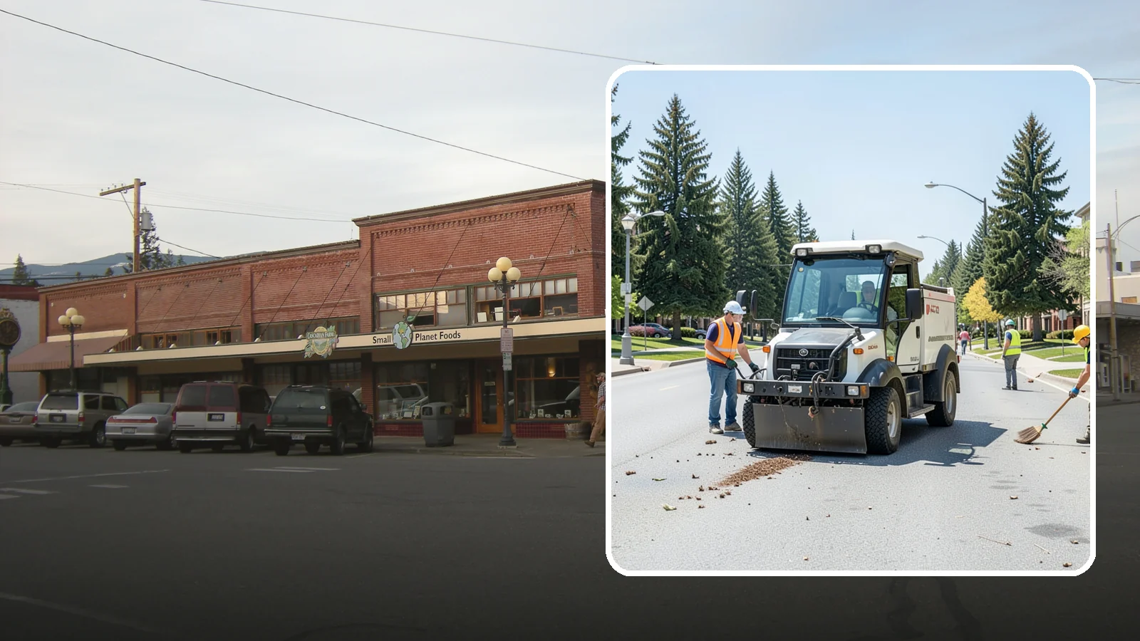 Public Space Cleanup in Sedro-Woolley, Skagit County, WA - Comprehensive cleaning of downtown cores, plazas, and civic gathering spaces on a scheduled basis.
