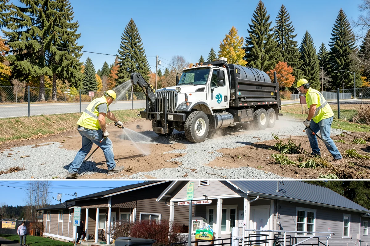 Public Space Cleanup in South Prairie, Pierce County, WA - Service continues year-round, intensifying during summer events and holiday shopping periods when downtown foot traffic peaks.