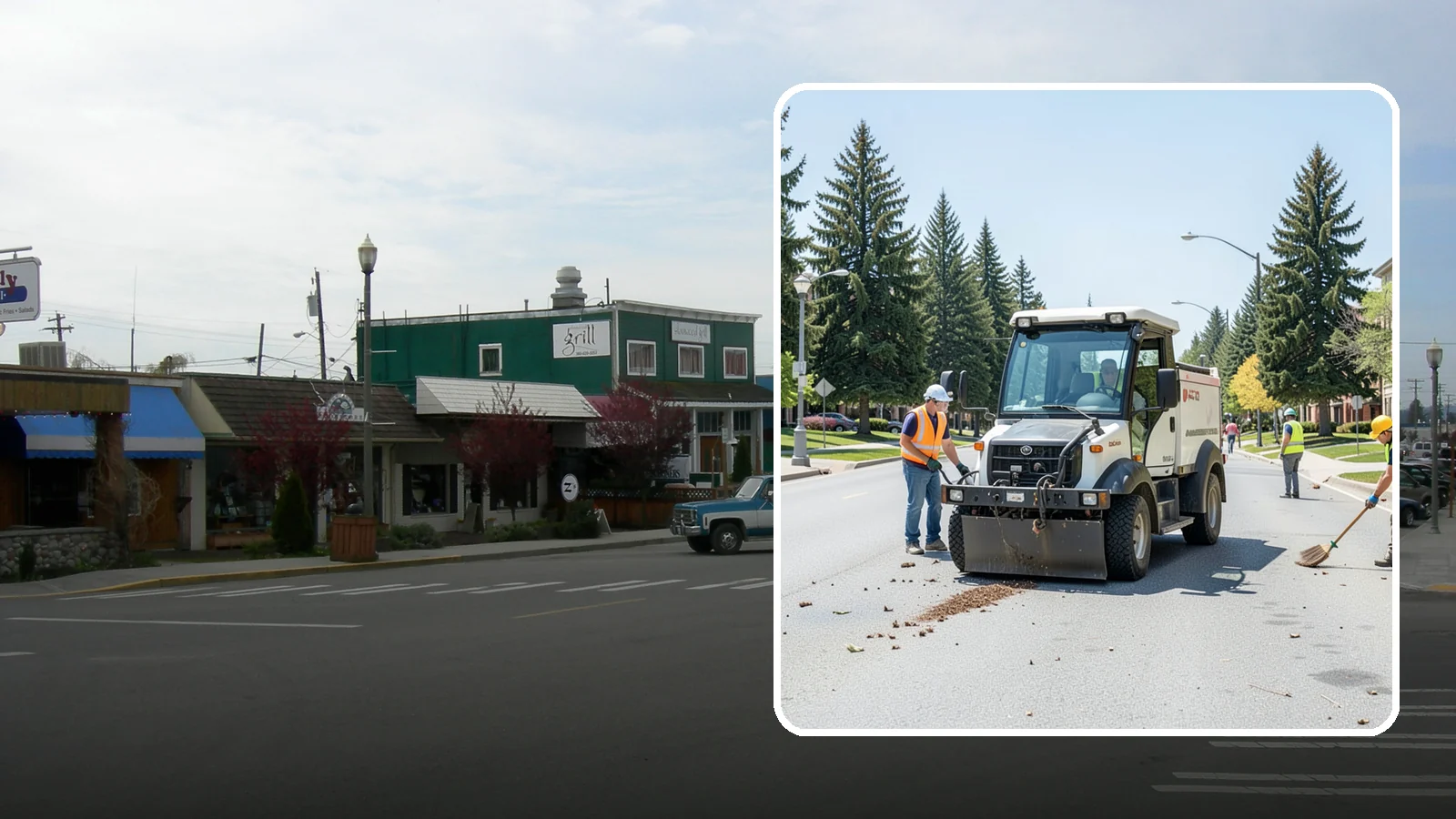 Public Space Cleanup in Stanwood, Snohomish County, WA - Comprehensive cleaning of downtown cores, plazas, and civic gathering spaces on a scheduled basis.