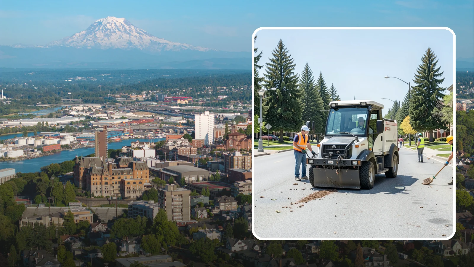 Public Space Cleanup in Tacoma, Pierce County, WA - Comprehensive cleaning of downtown cores, plazas, and civic gathering spaces on a scheduled basis.