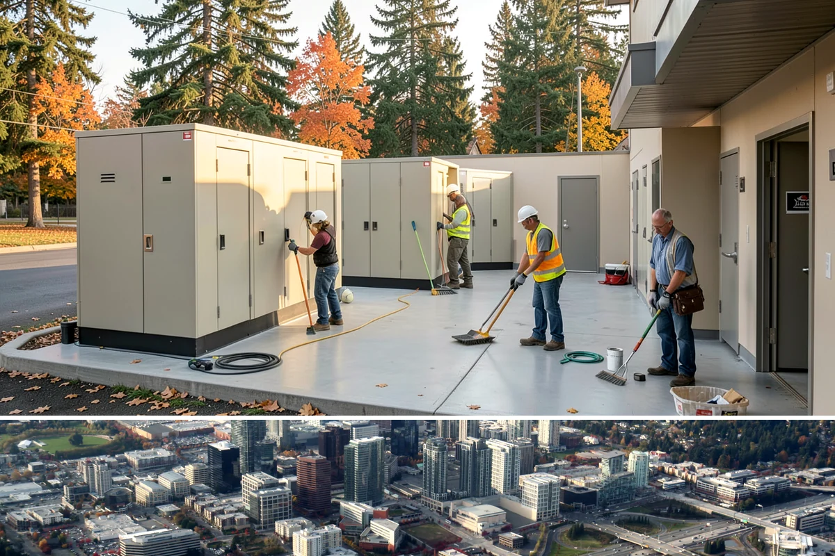 Public Stairwell Cleaning in Bellevue, King County, WA - Stairwell cleaning is performed year-round since the enclosed spaces are unaffected by weather, with frequency set by usage and...