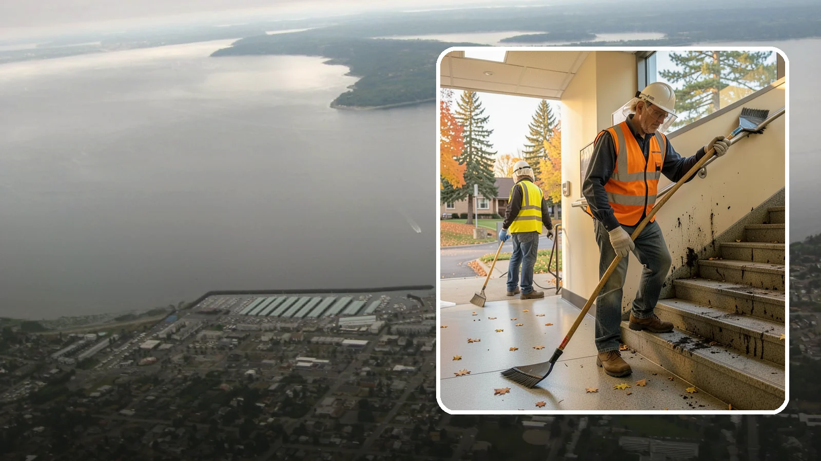 Public Stairwell Cleaning in Des Moines, King County, WA - We clean public stairwells and stair towers to remove grime, odors, and biohazards for Western Washington facilities.