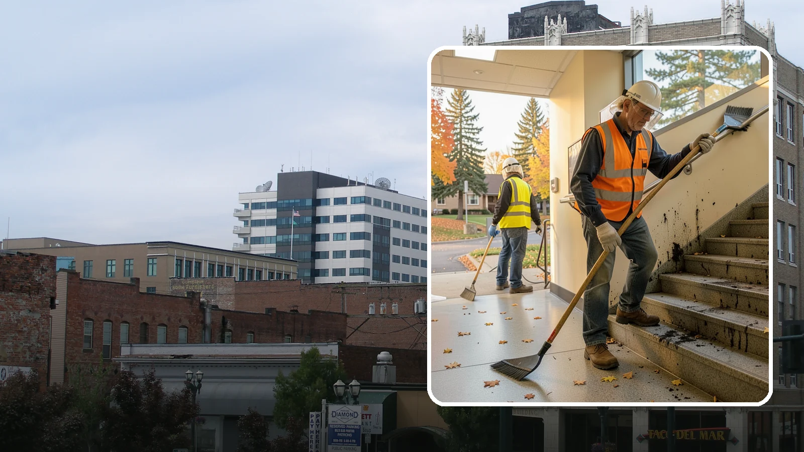 Public Stairwell Cleaning in Everett, Snohomish County, WA - We clean public stairwells and stair towers to remove grime, odors, and biohazards for Western Washington facilities.