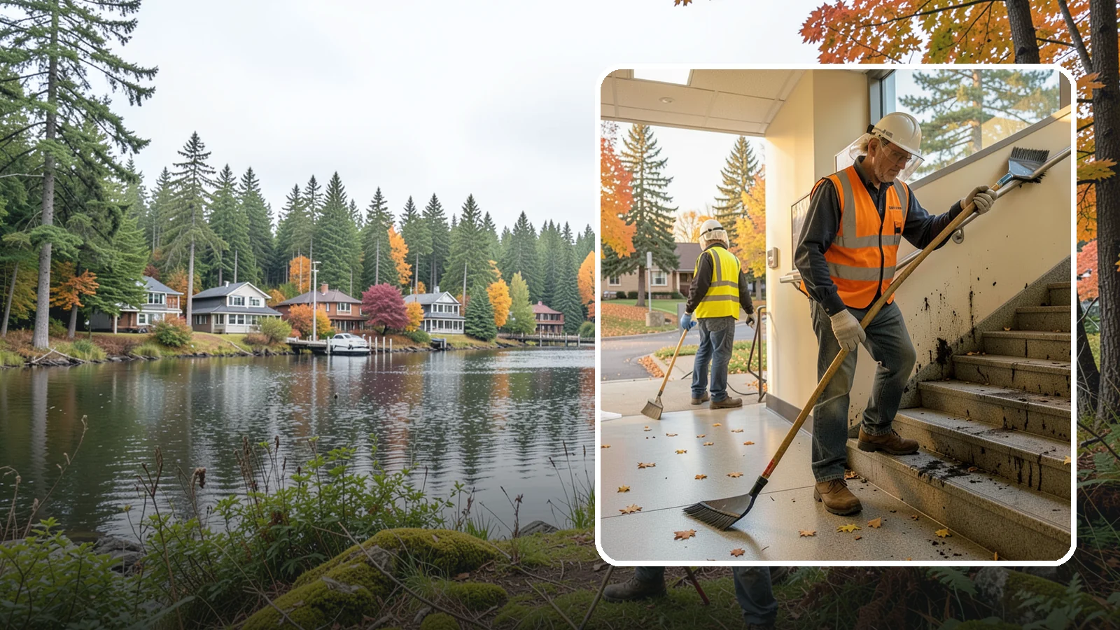 Public Stairwell Cleaning in La Conner, Skagit County, WA - We clean public stairwells and stair towers to remove grime, odors, and biohazards for Western Washington facilities.