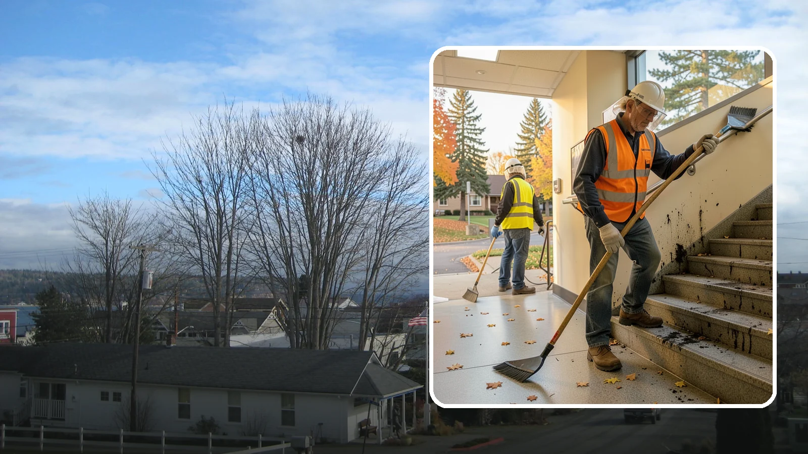 Public Stairwell Cleaning in Langley, Island County, WA - We clean public stairwells and stair towers to remove grime, odors, and biohazards for Western Washington facilities.