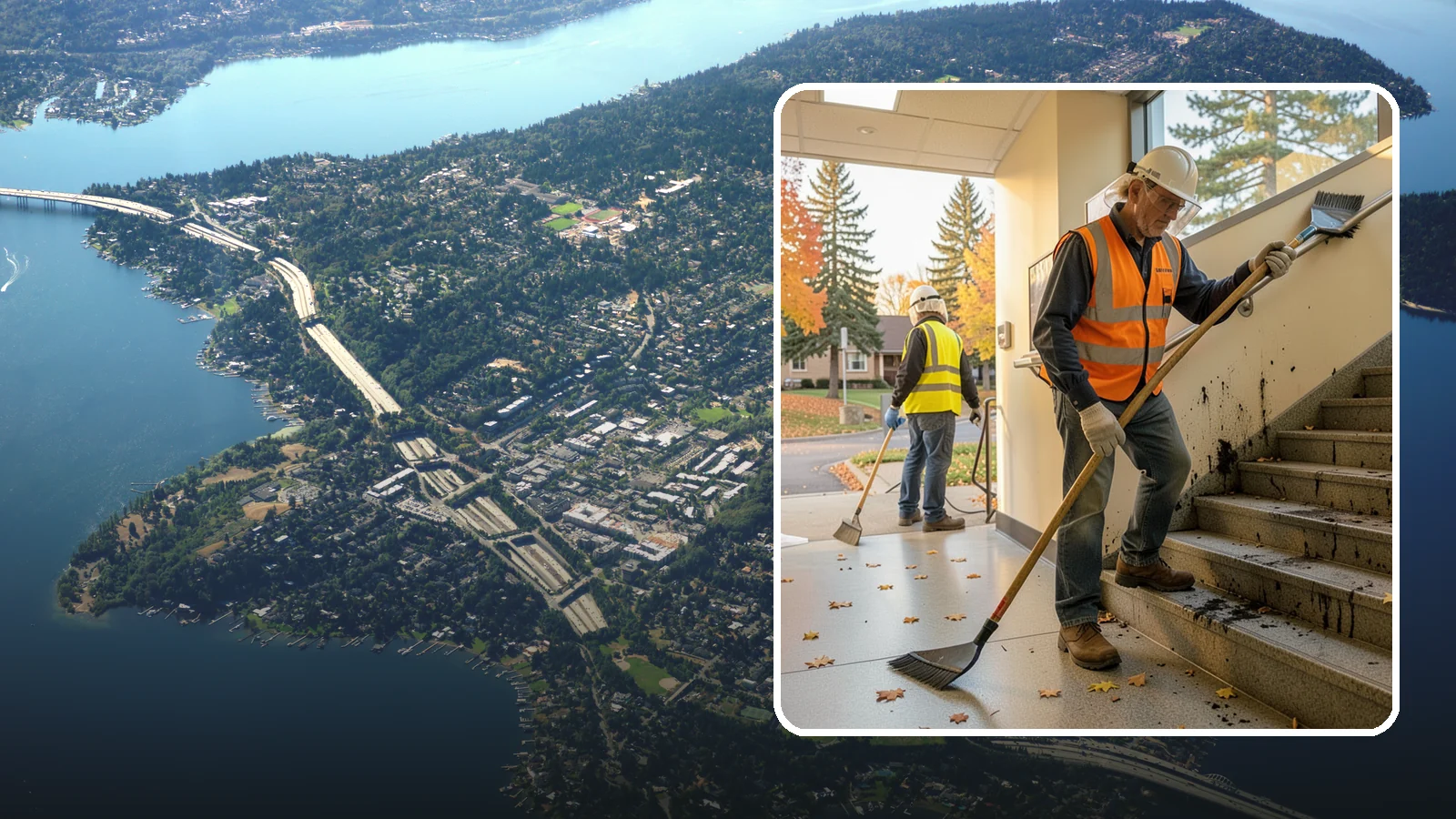 Public Stairwell Cleaning in Mercer Island, King County, WA - We clean public stairwells and stair towers to remove grime, odors, and biohazards for Western Washington facilities.