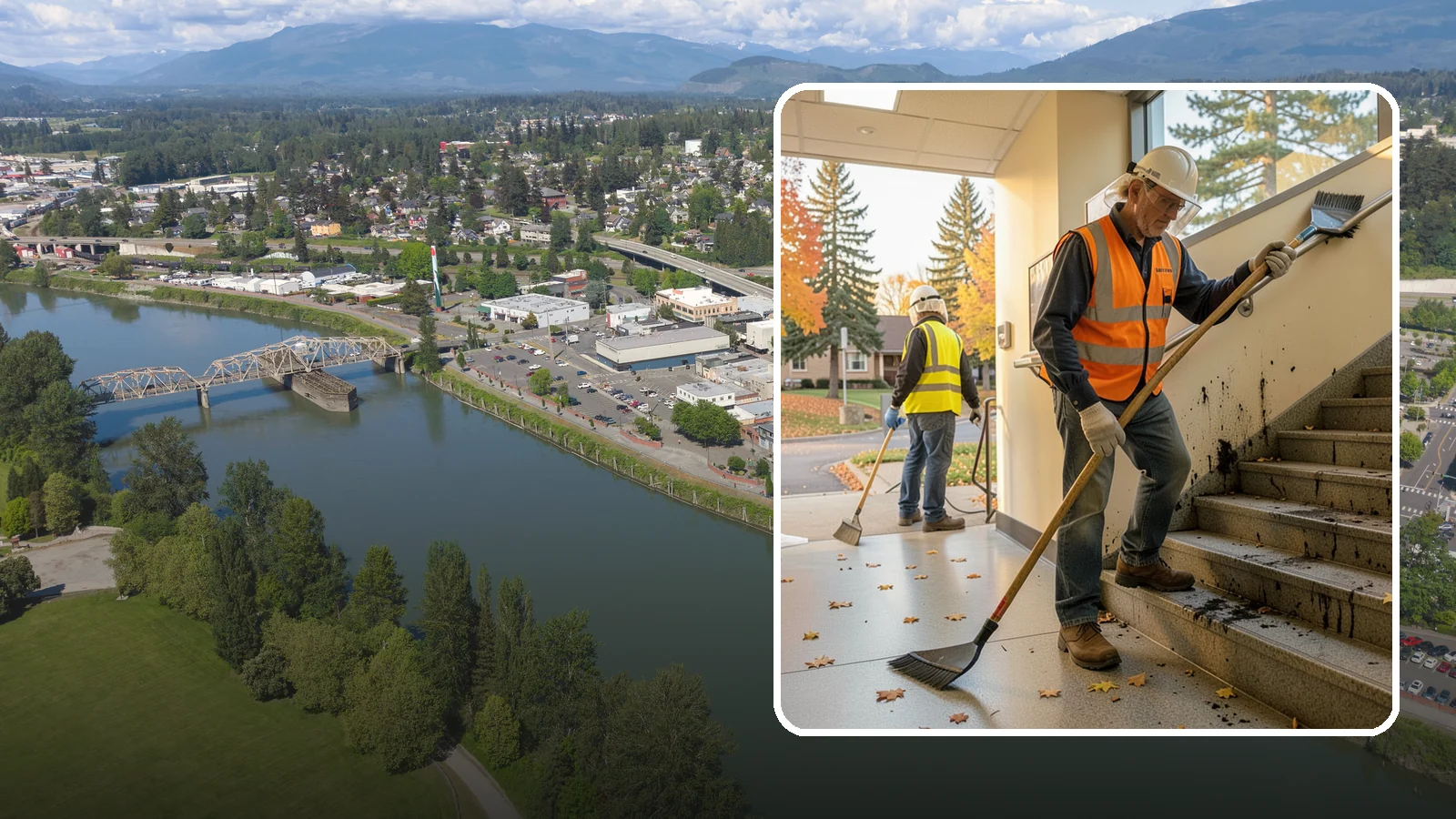 Public Stairwell Cleaning in Mount Vernon, Skagit County, WA - We clean public stairwells and stair towers to remove grime, odors, and biohazards for Western Washington facilities.