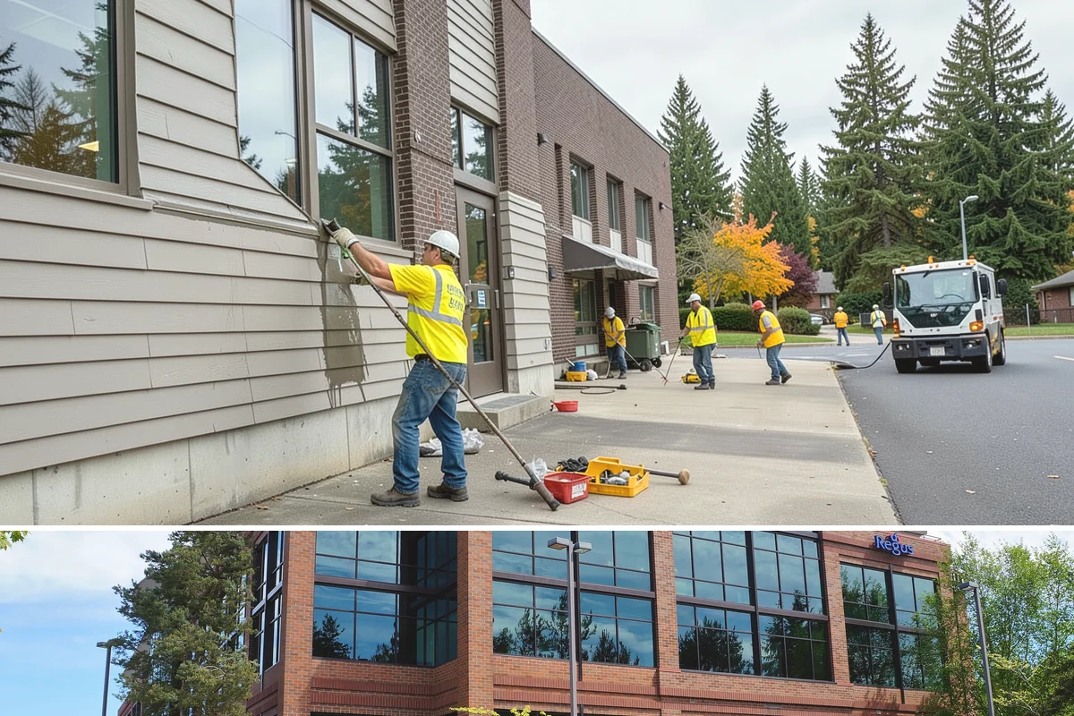 Public Stairwell Cleaning in Mountlake Terrace, Snohomish County, WA - Stairwell cleaning is performed year-round since the enclosed spaces are unaffected by weather, with frequency set by usage and...