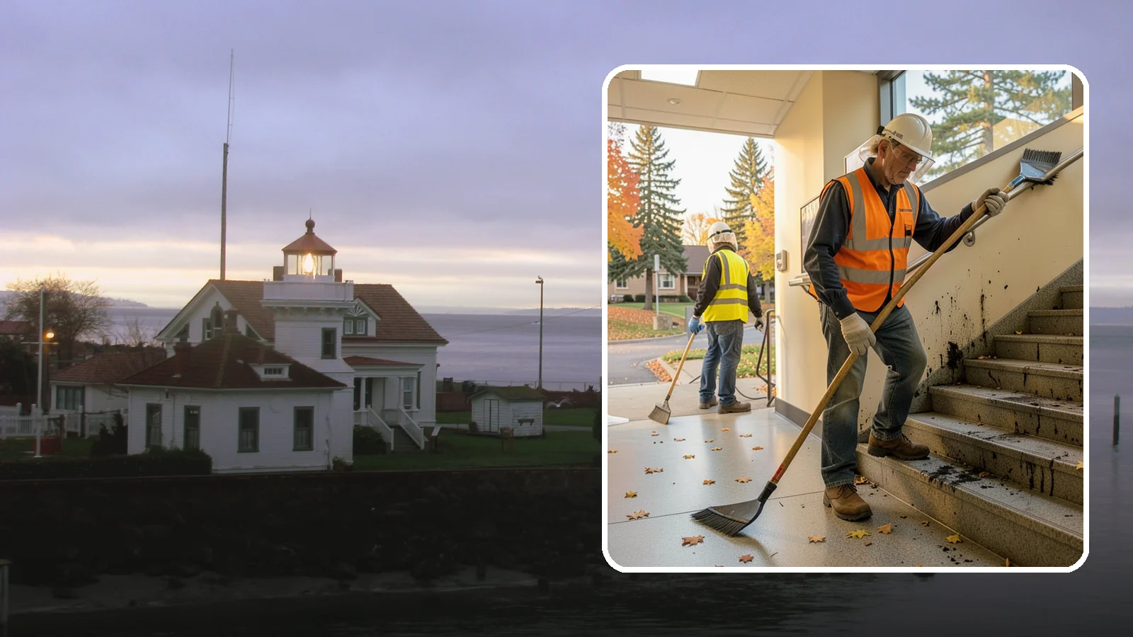 Public Stairwell Cleaning in Mukilteo, Snohomish County, WA - We clean public stairwells and stair towers to remove grime, odors, and biohazards for Western Washington facilities.