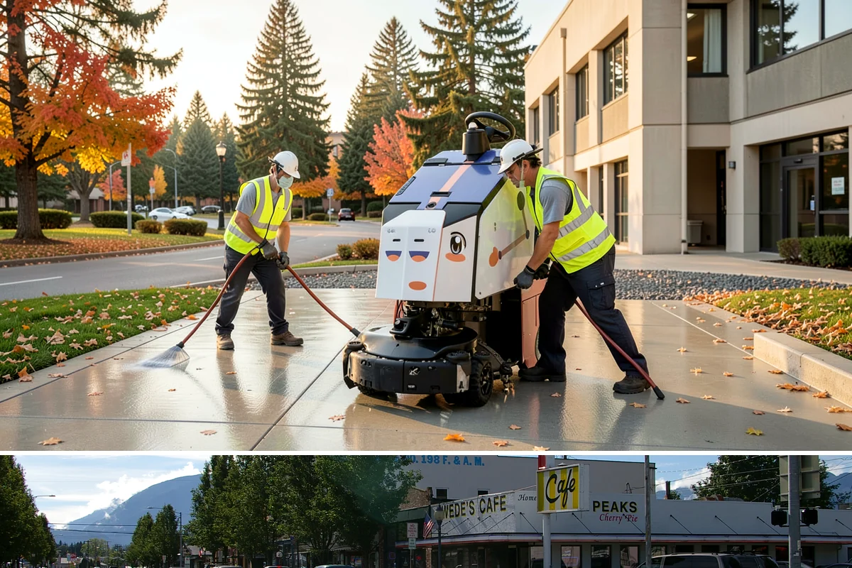 Public Stairwell Cleaning in North Bend, King County, WA - Stairwell cleaning is performed year-round since the enclosed spaces are unaffected by weather, with frequency set by usage and...