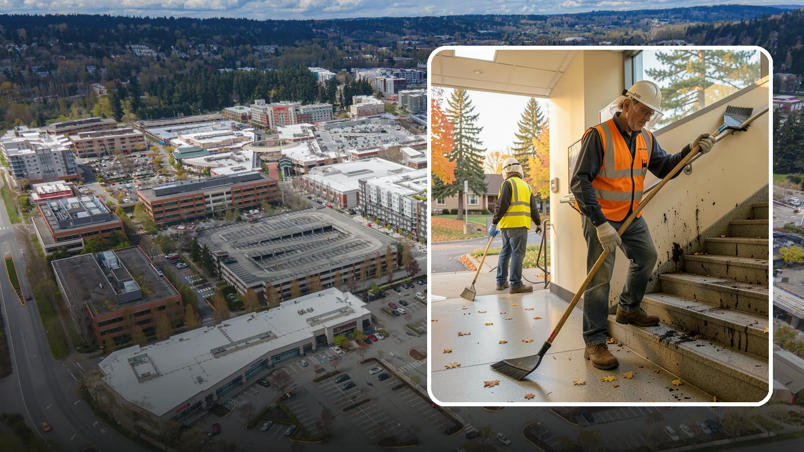 Public Stairwell Cleaning in Redmond, King County, WA - We clean public stairwells and stair towers to remove grime, odors, and biohazards for Western Washington facilities.
