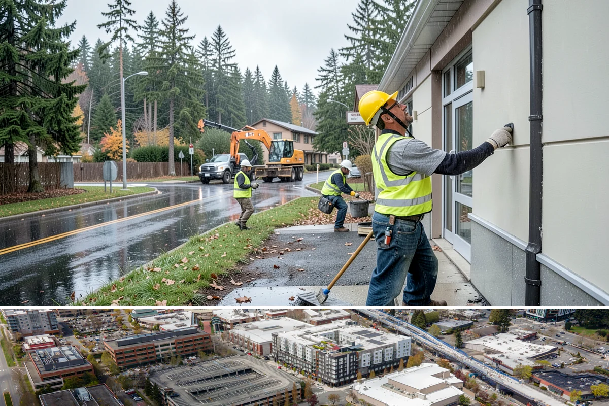 Public Stairwell Cleaning in Redmond, King County, WA - Stairwell cleaning is performed year-round since the enclosed spaces are unaffected by weather, with frequency set by usage and...