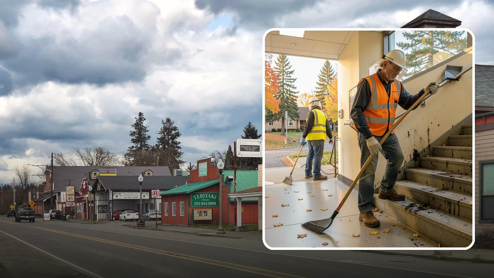 Public Stairwell Cleaning in Roy, Pierce County, WA - We clean public stairwells and stair towers to remove grime, odors, and biohazards for Western Washington facilities.