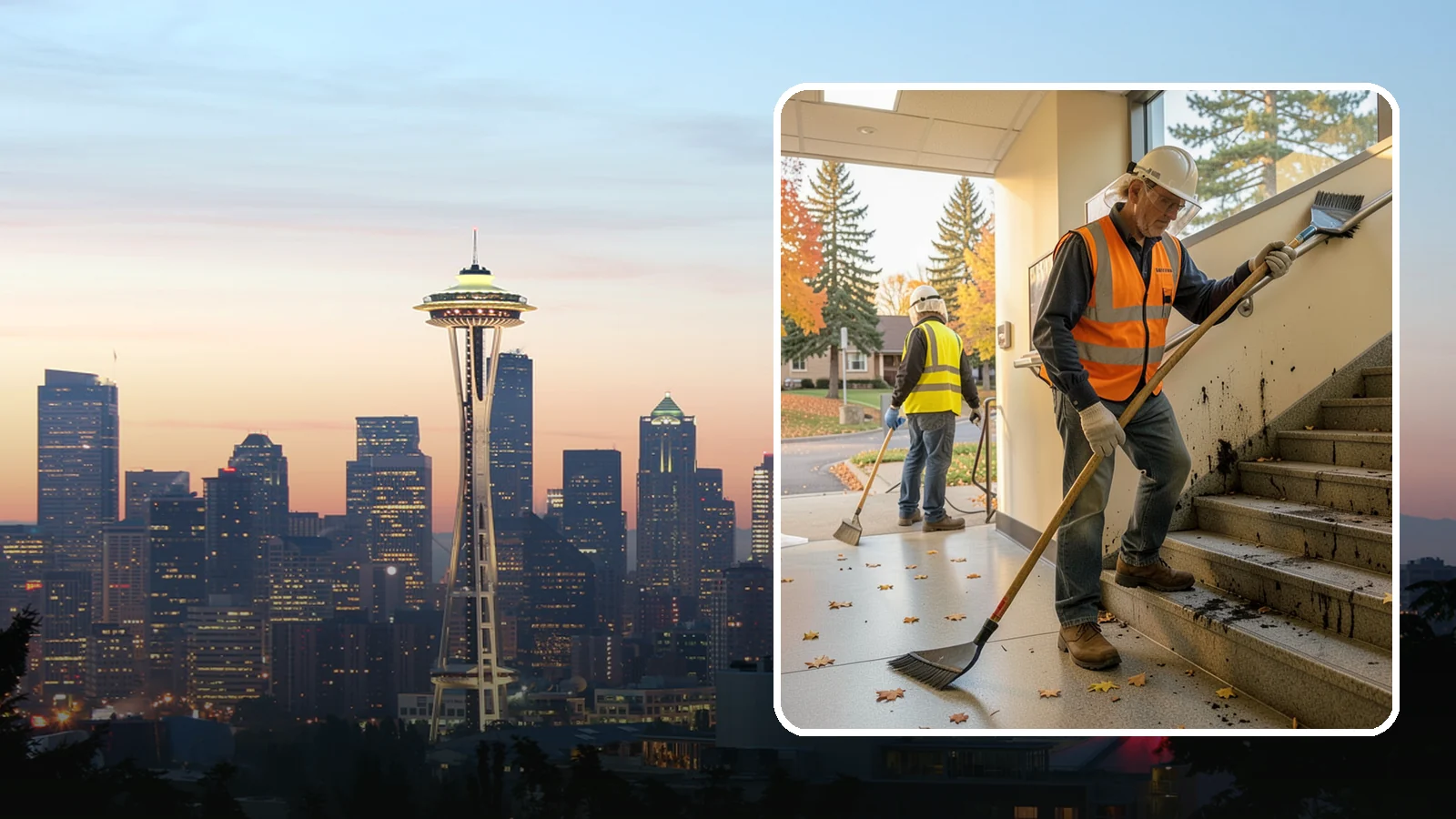 Public Stairwell Cleaning in Seattle, King County, WA - We clean public stairwells and stair towers to remove grime, odors, and biohazards for Western Washington facilities.