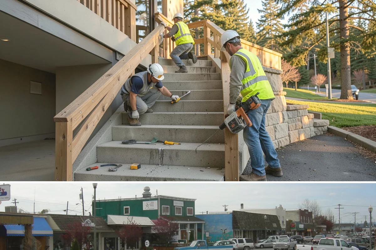 Public Stairwell Cleaning in Stanwood, Snohomish County, WA - Stairwell cleaning is performed year-round since the enclosed spaces are unaffected by weather, with frequency set by usage and...