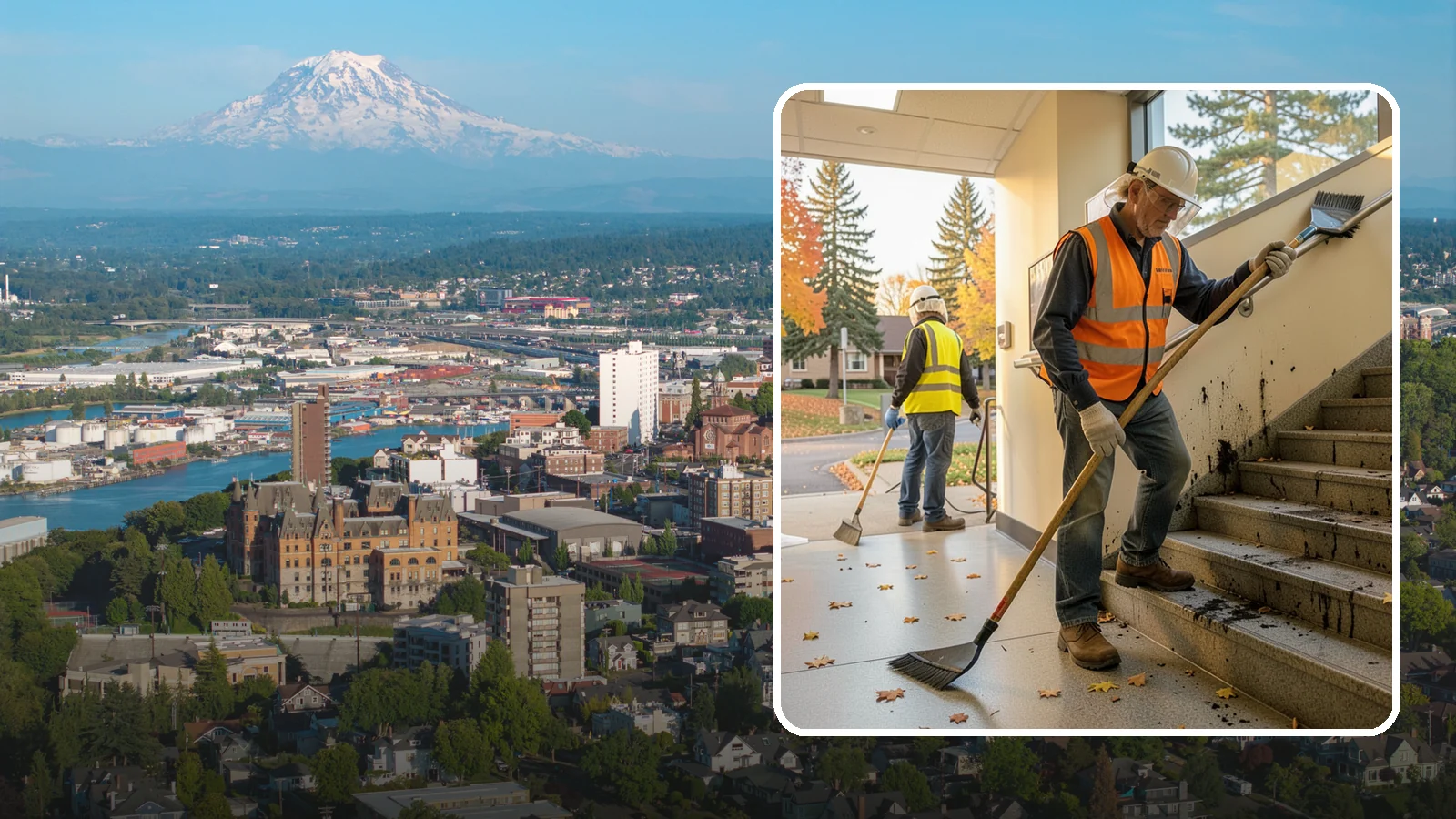 Public Stairwell Cleaning in Tacoma, Pierce County, WA - We clean public stairwells and stair towers to remove grime, odors, and biohazards for Western Washington facilities.
