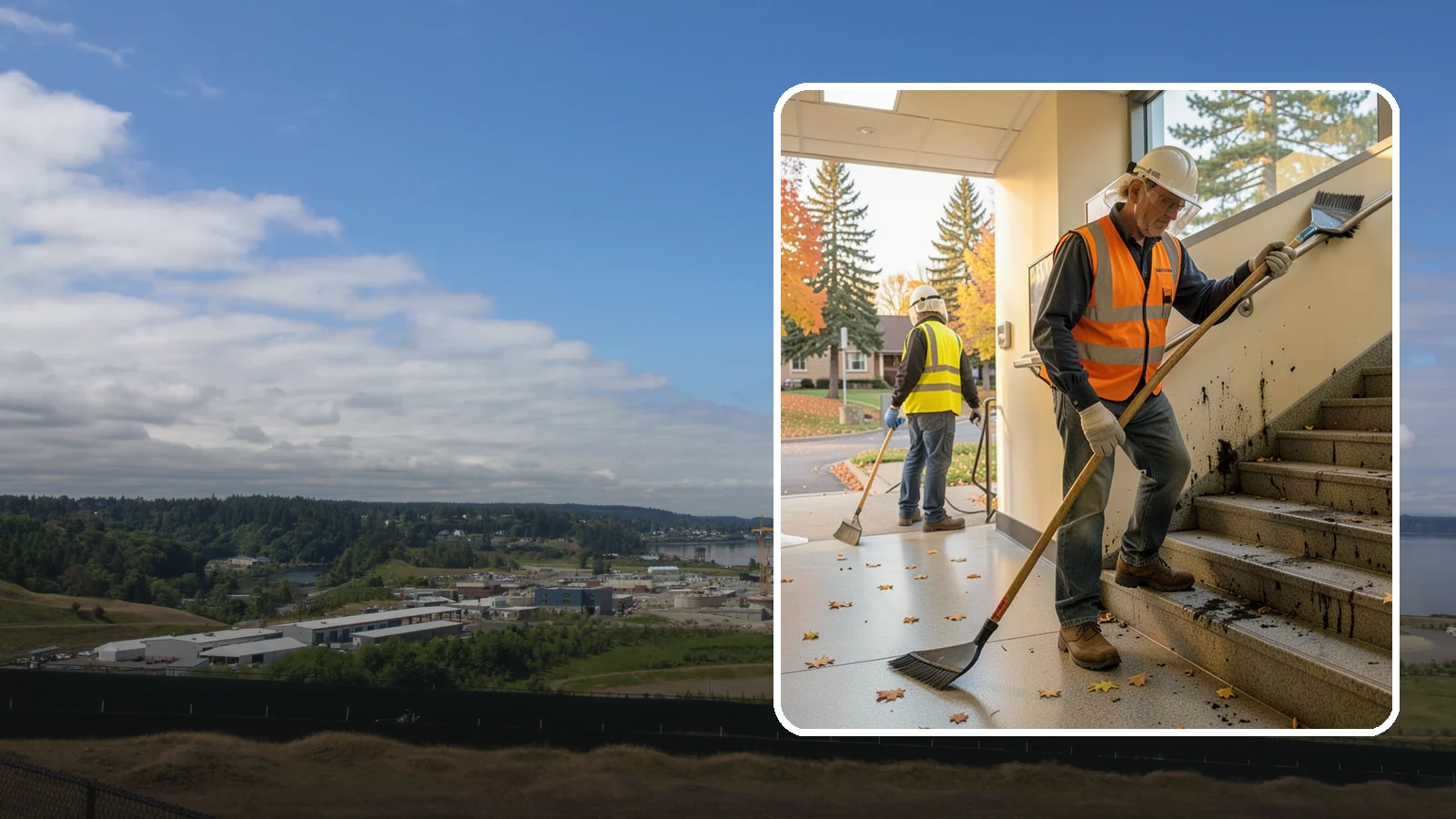 Public Stairwell Cleaning in University Place, Pierce County, WA - We clean public stairwells and stair towers to remove grime, odors, and biohazards for Western Washington facilities.