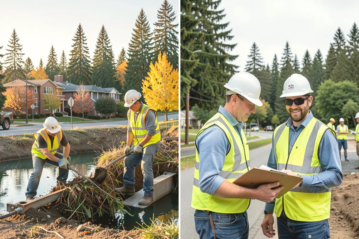 Rain Garden Maintenance in Carnation, King County, WA - Inspect plantings, mulch depth, and inlet and overflow points