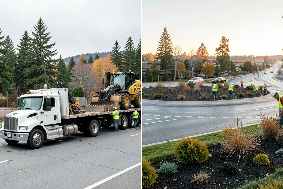 Rain Garden Maintenance in Fircrest, Pierce County, WA - Inspect plantings, mulch depth, and inlet and overflow points