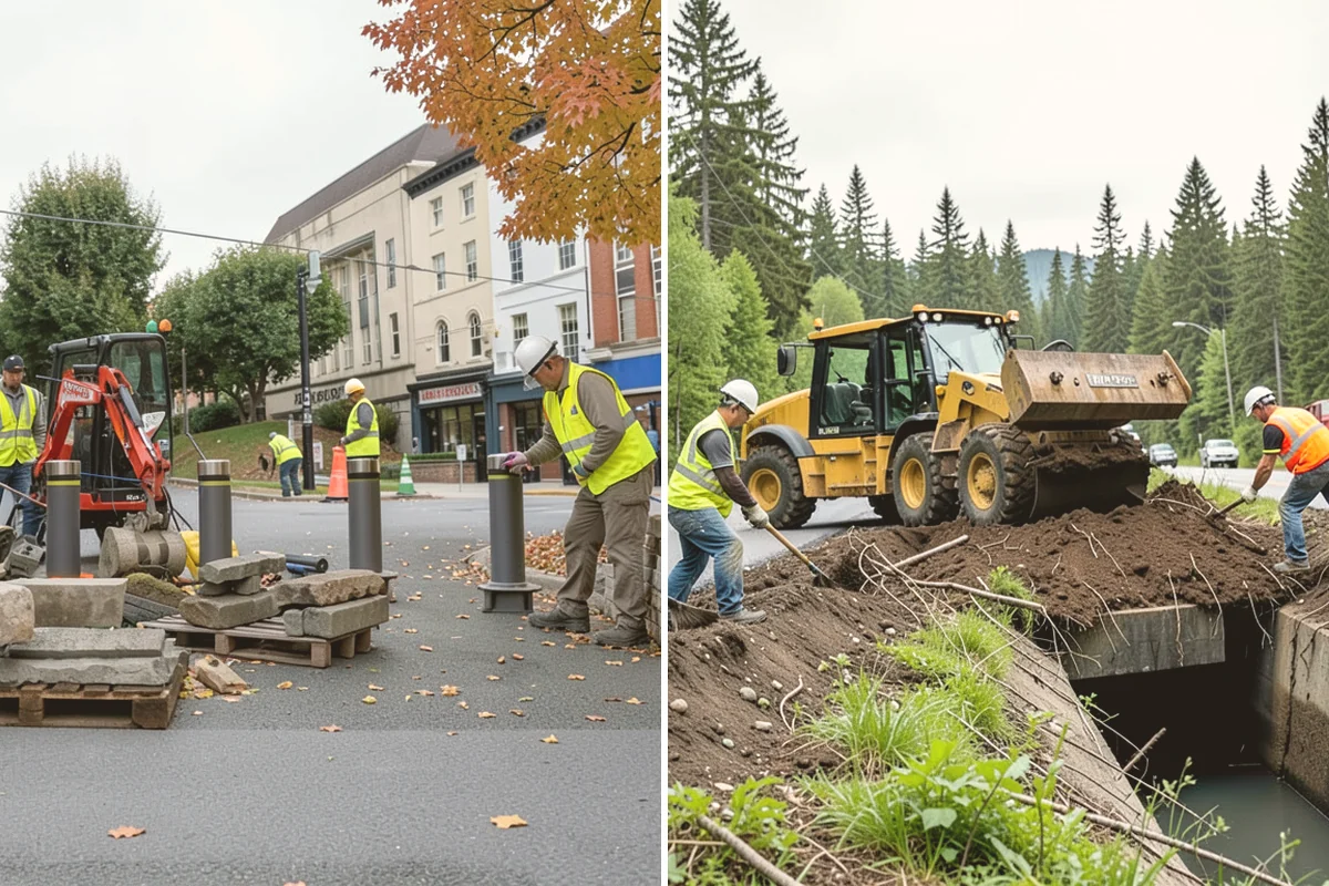Rain Garden Maintenance in Kent, King County, WA - Inspect plantings, mulch depth, and inlet and overflow points
