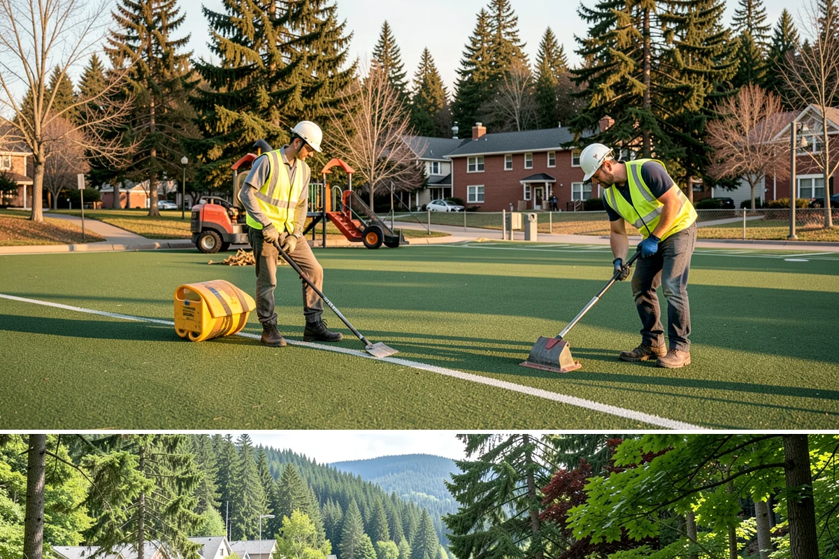 Rain Garden Maintenance in Lake Forest Park, King County, WA - Planting and mulching are scheduled for spring and early fall, aligning with the wet planting window Pacific Northwest natives...