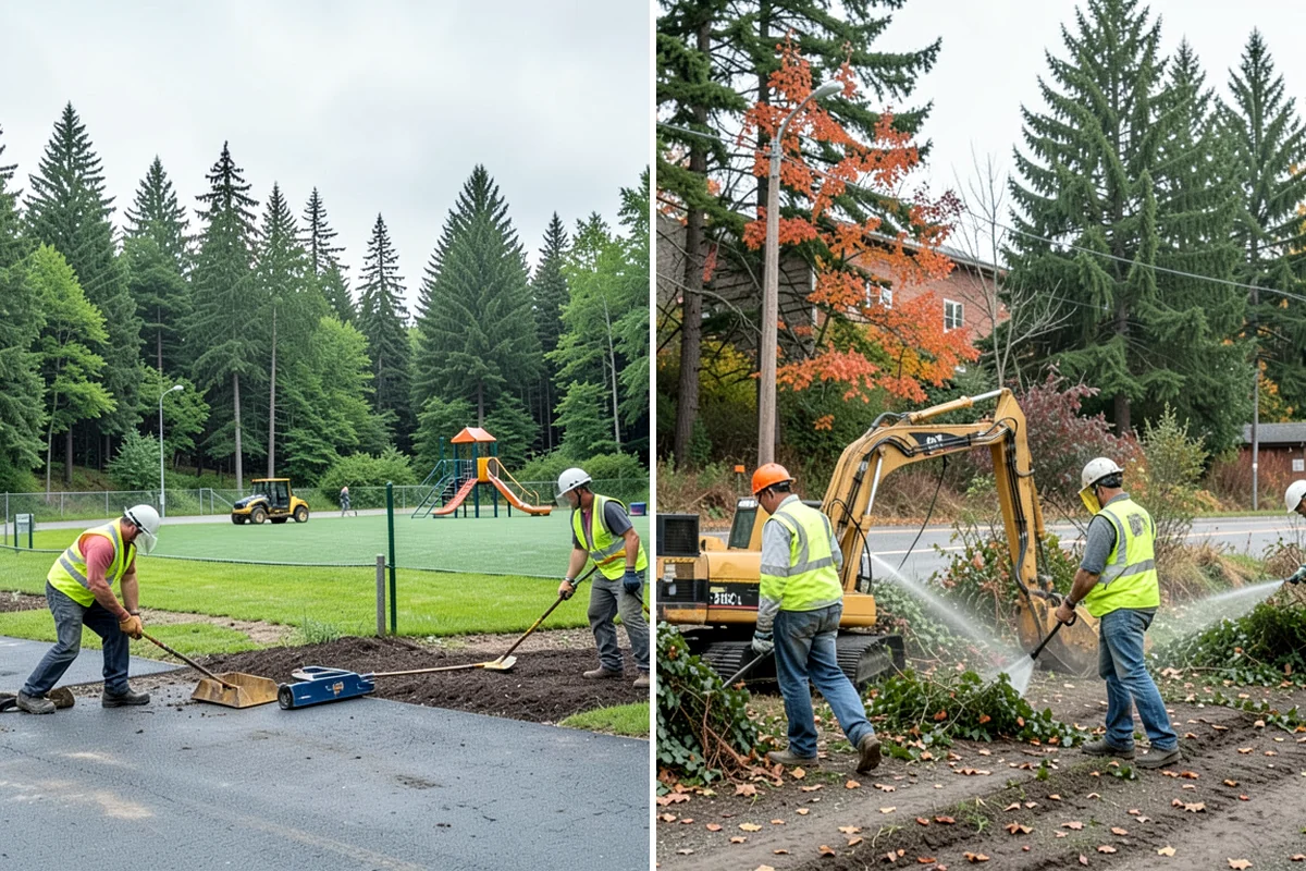 Rain Garden Maintenance in Shoreline, King County, WA - Inspect plantings, mulch depth, and inlet and overflow points
