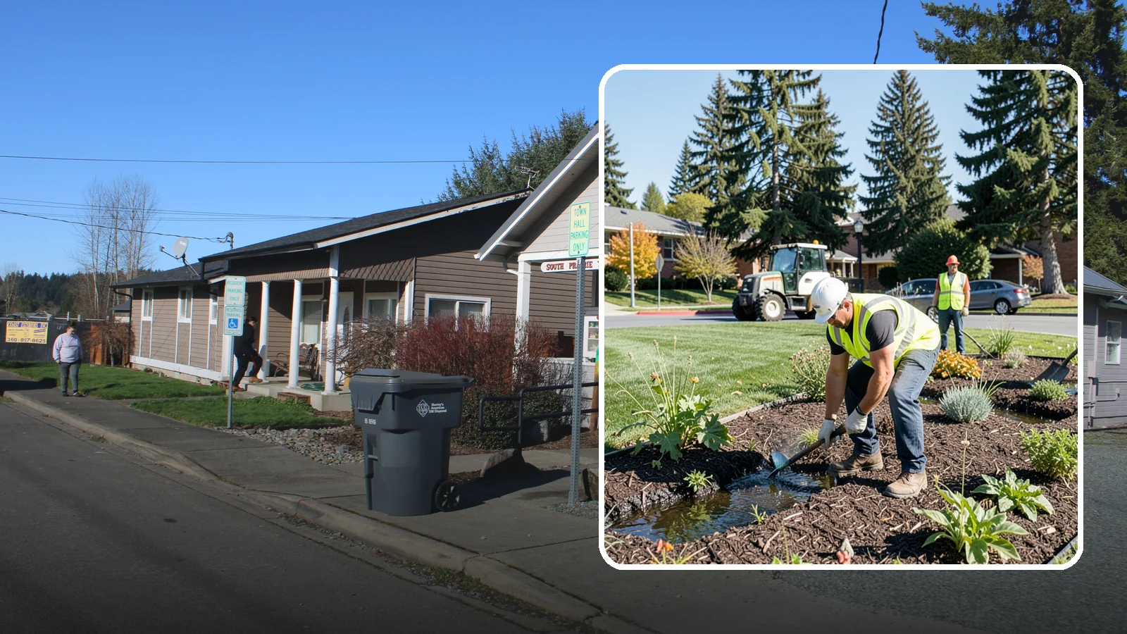 Rain Garden Maintenance in South Prairie, Pierce County, WA - Upkeep of rain garden plantings, mulch, and infiltration surfaces to preserve treatment function.