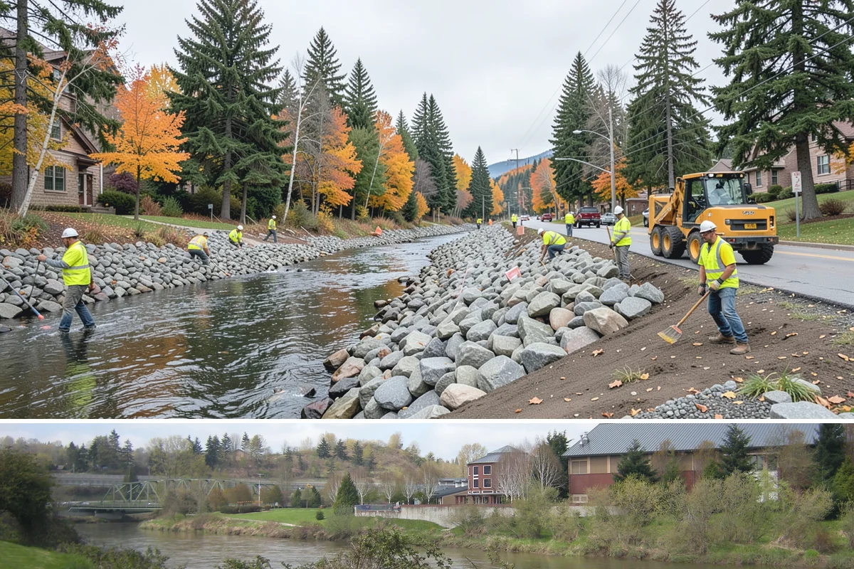 Rain Garden Maintenance in Tukwila, King County, WA - Planting and mulching are scheduled for spring and early fall, aligning with the wet planting window Pacific Northwest natives...