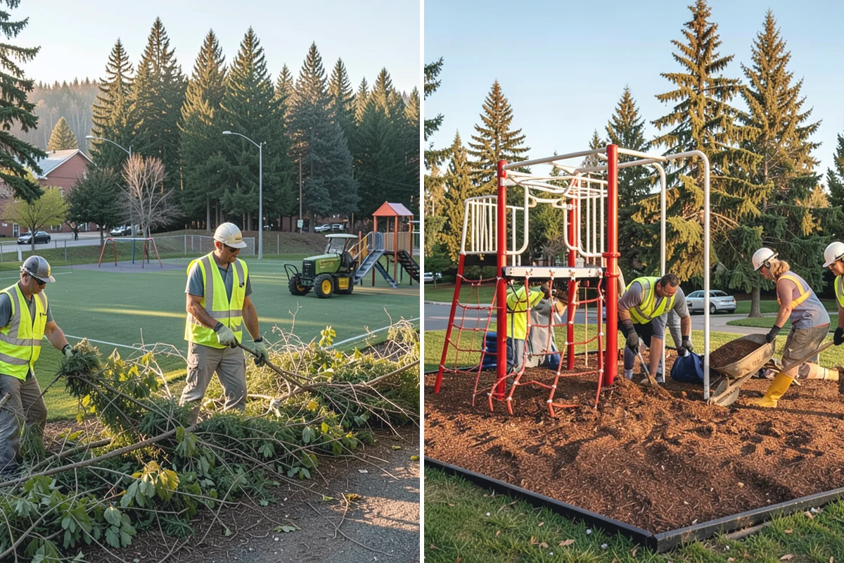 Rain Garden Maintenance in Woodinville, King County, WA - Inspect plantings, mulch depth, and inlet and overflow points