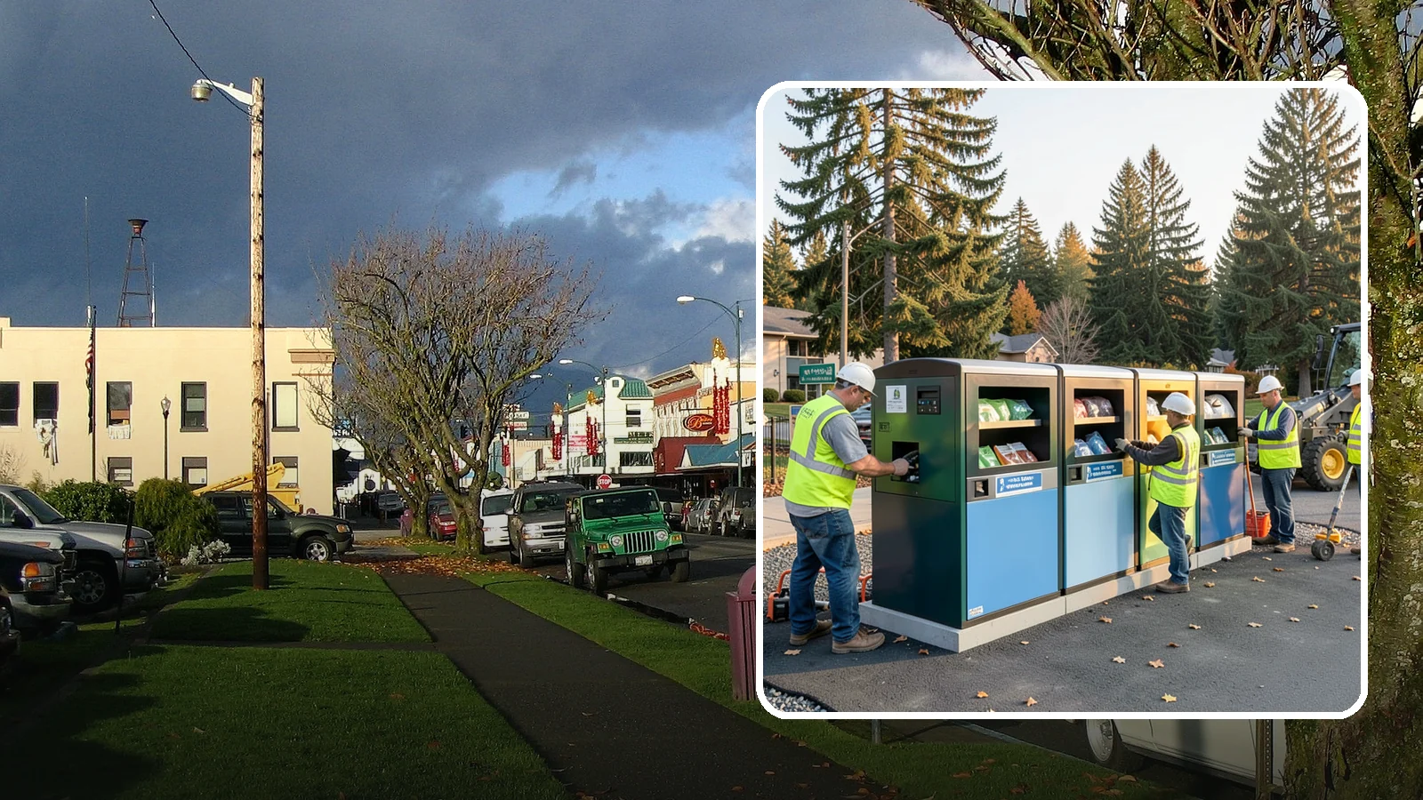Recycling Station Installation in Arlington, Snohomish County, WA - We install multi-stream recycling stations with clear labeling to support your diversion goals.