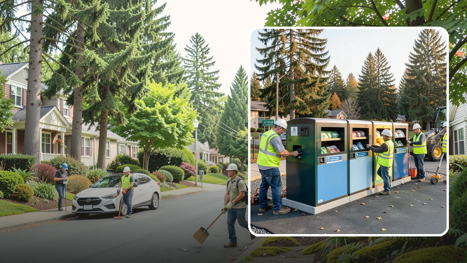 Recycling Station Installation in Beaux Arts Village, King County, WA - We install multi-stream recycling stations with clear labeling to support your diversion goals.