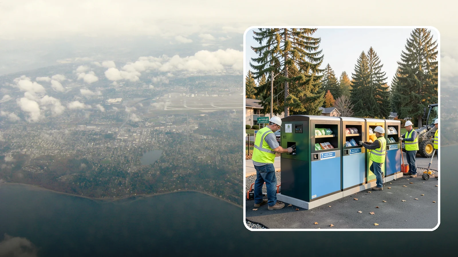 Recycling Station Installation in Burien, King County, WA - We install multi-stream recycling stations with clear labeling to support your diversion goals.