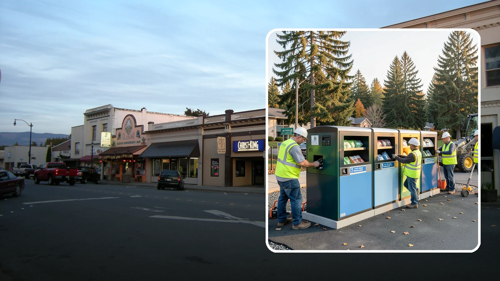 Recycling Station Installation in Burlington, Skagit County, WA - We install multi-stream recycling stations with clear labeling to support your diversion goals.