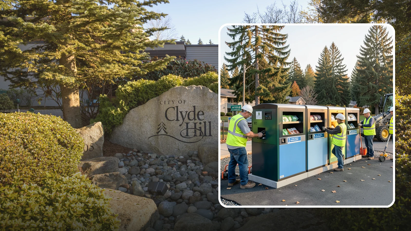 Recycling Station Installation in Clyde Hill, King County, WA - We install multi-stream recycling stations with clear labeling to support your diversion goals.