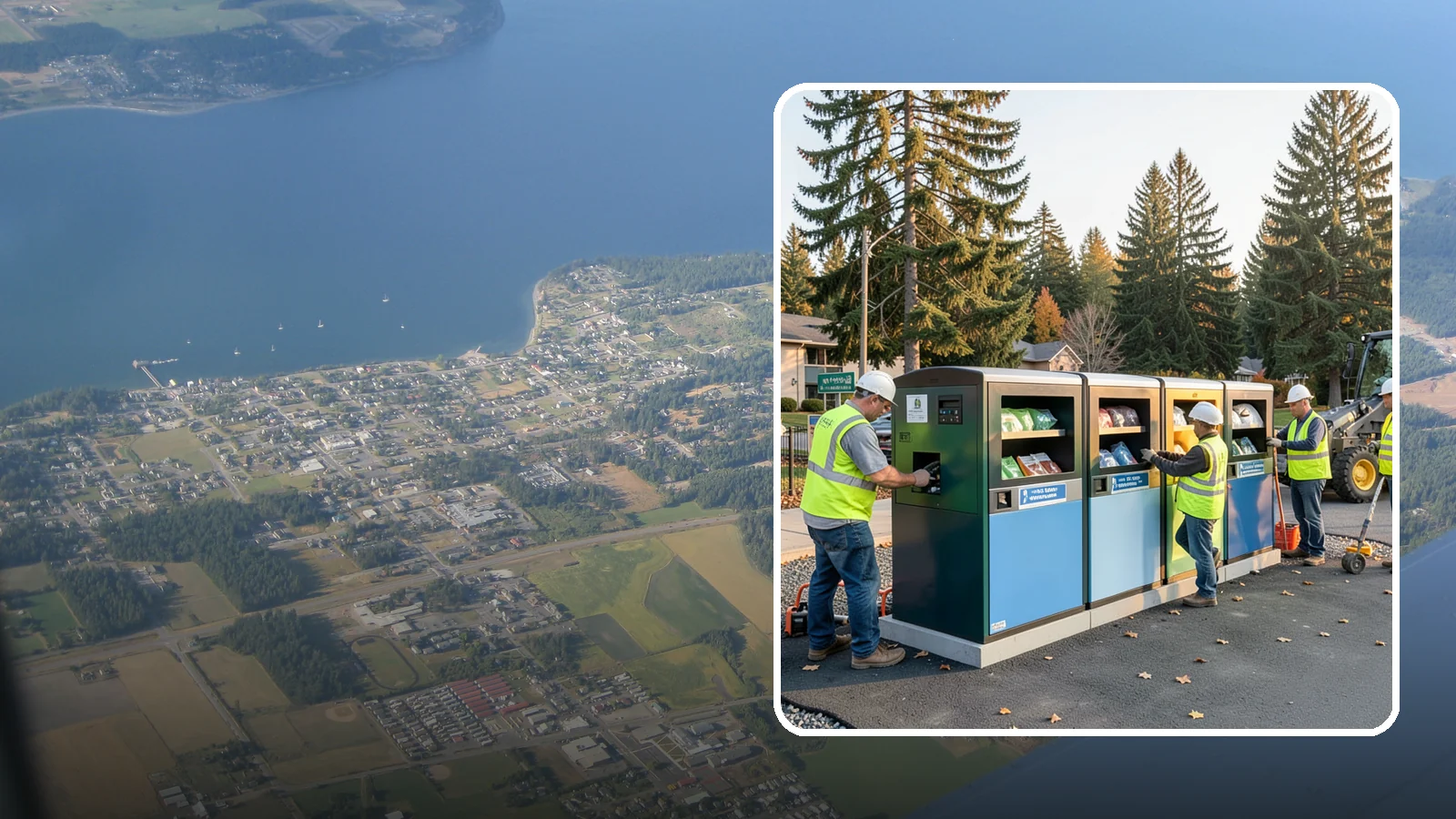 Recycling Station Installation in Coupeville, Island County, WA - We install multi-stream recycling stations with clear labeling to support your diversion goals.