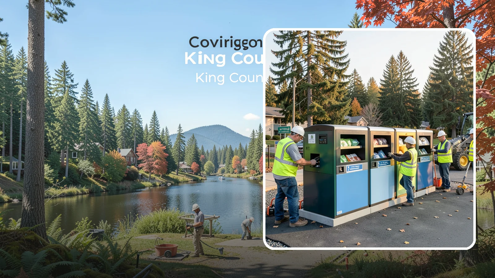 Recycling Station Installation in Covington, King County, WA - We install multi-stream recycling stations with clear labeling to support your diversion goals.