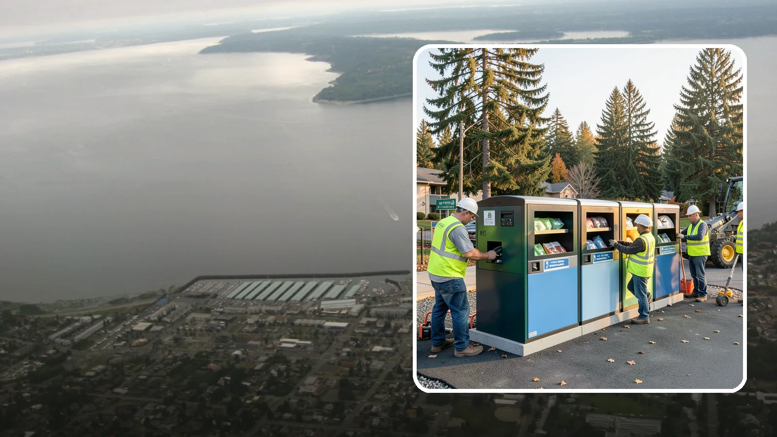 Recycling Station Installation in Des Moines, King County, WA - We install multi-stream recycling stations with clear labeling to support your diversion goals.