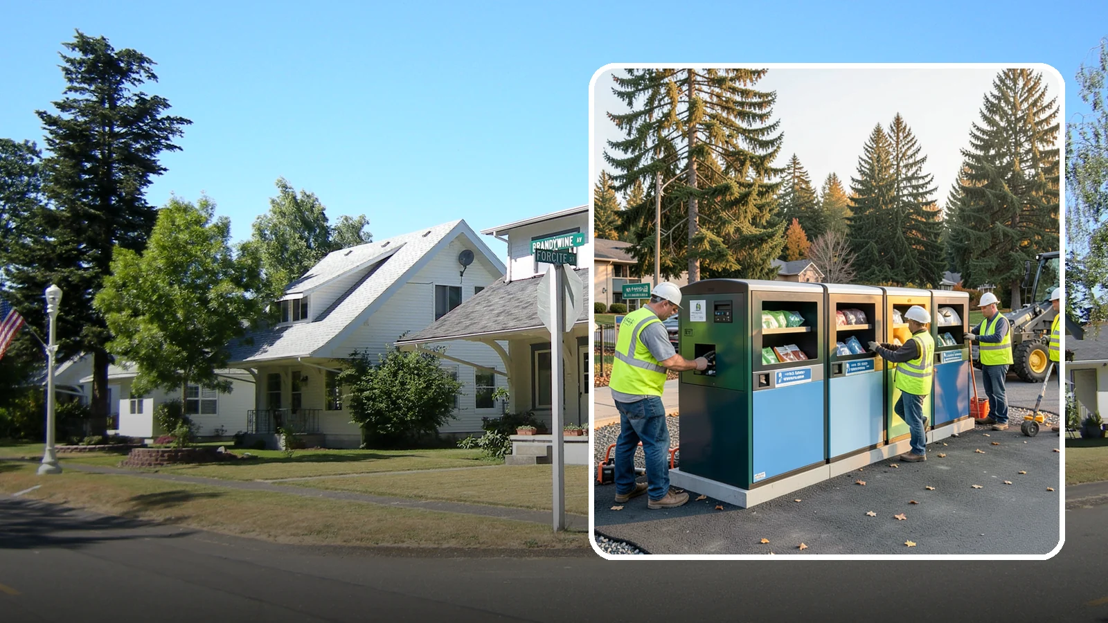Recycling Station Installation in DuPont, Pierce County, WA - We install multi-stream recycling stations with clear labeling to support your diversion goals.