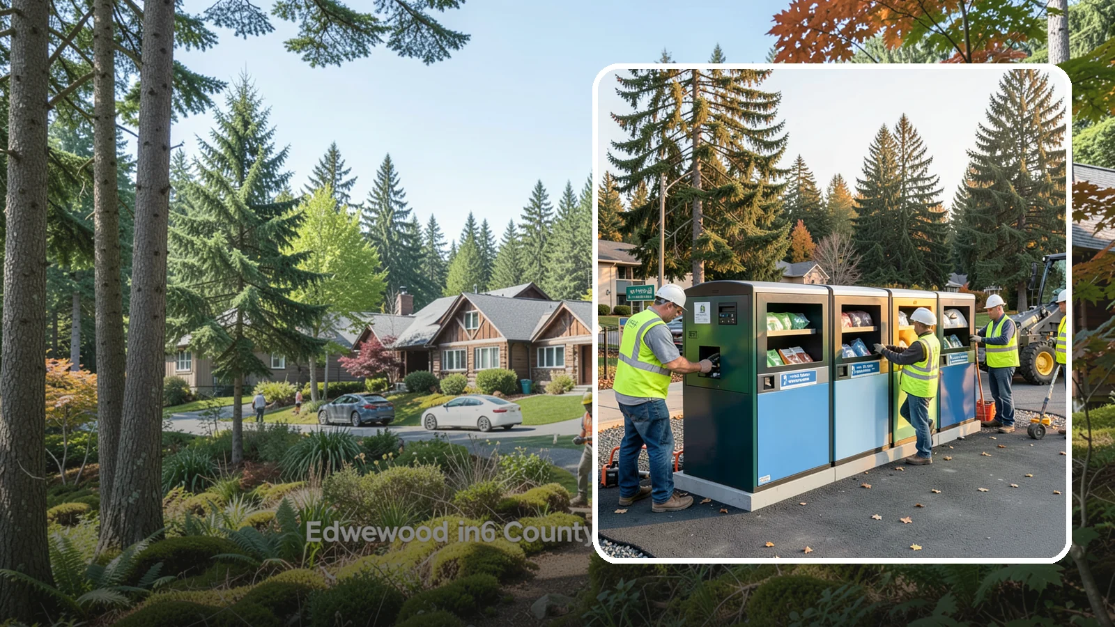 Recycling Station Installation in Edgewood, Pierce County, WA - We install multi-stream recycling stations with clear labeling to support your diversion goals.