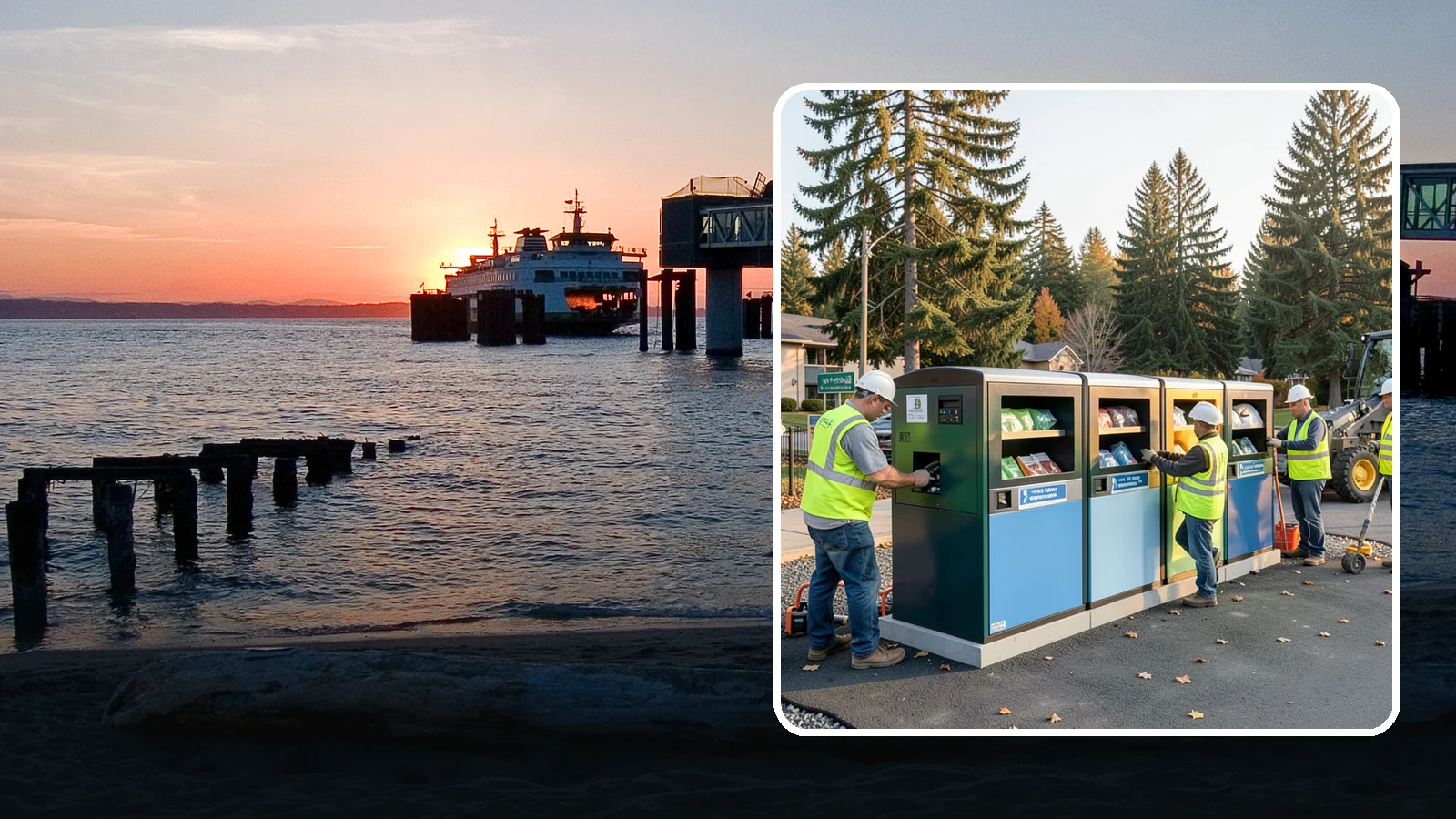 Recycling Station Installation in Edmonds, Snohomish County, WA - We install multi-stream recycling stations with clear labeling to support your diversion goals.