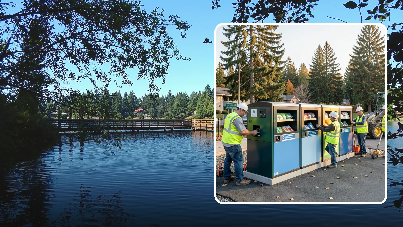 Recycling Station Installation in Federal Way, King County, WA - We install multi-stream recycling stations with clear labeling to support your diversion goals.