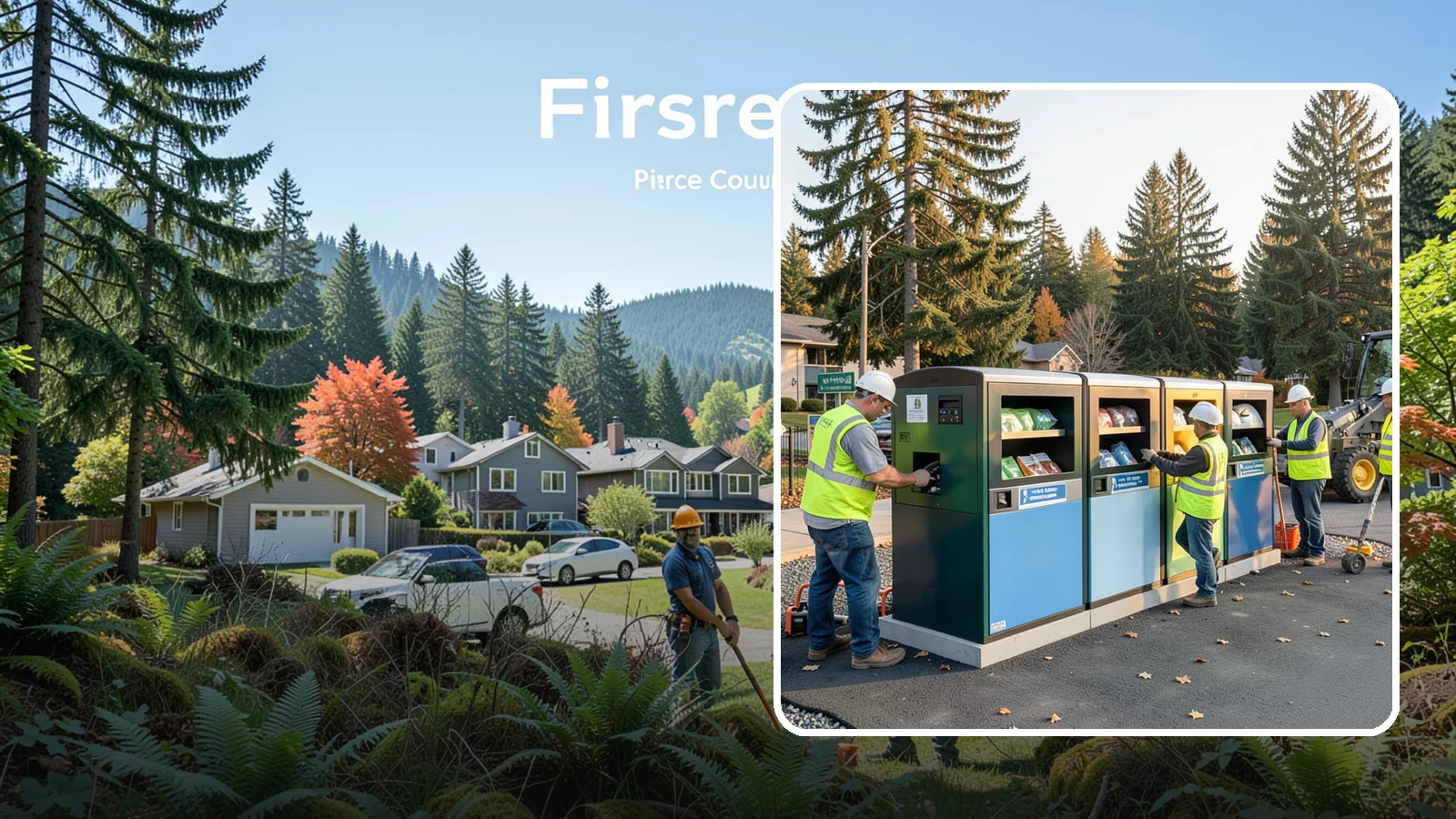 Recycling Station Installation in Fircrest, Pierce County, WA - We install multi-stream recycling stations with clear labeling to support your diversion goals.