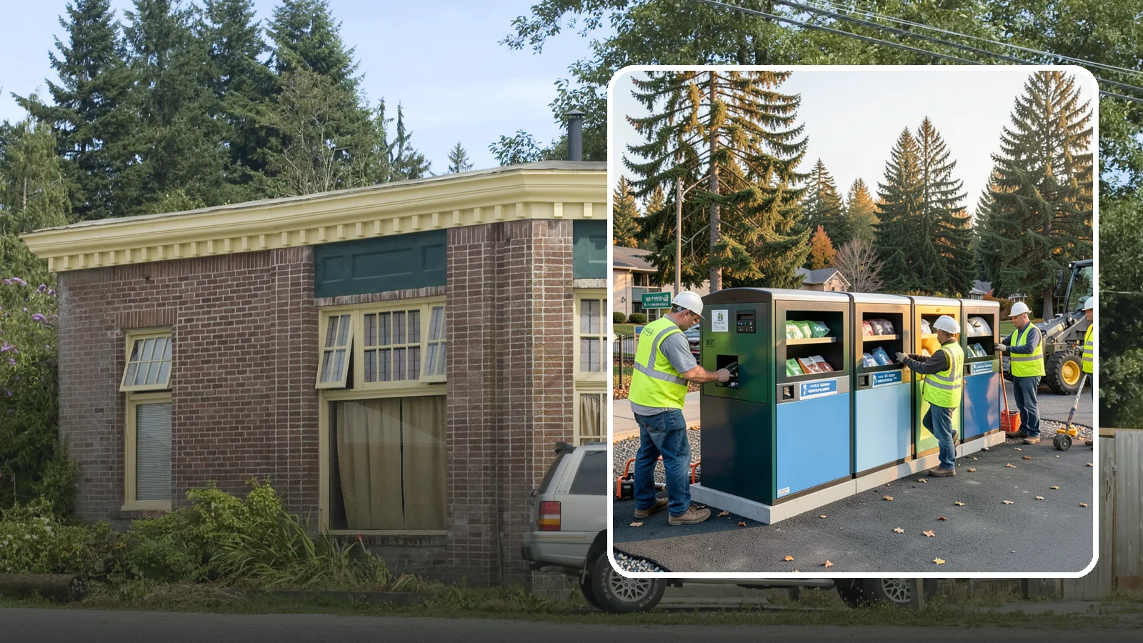 Recycling Station Installation in Hamilton, Skagit County, WA - We install multi-stream recycling stations with clear labeling to support your diversion goals.