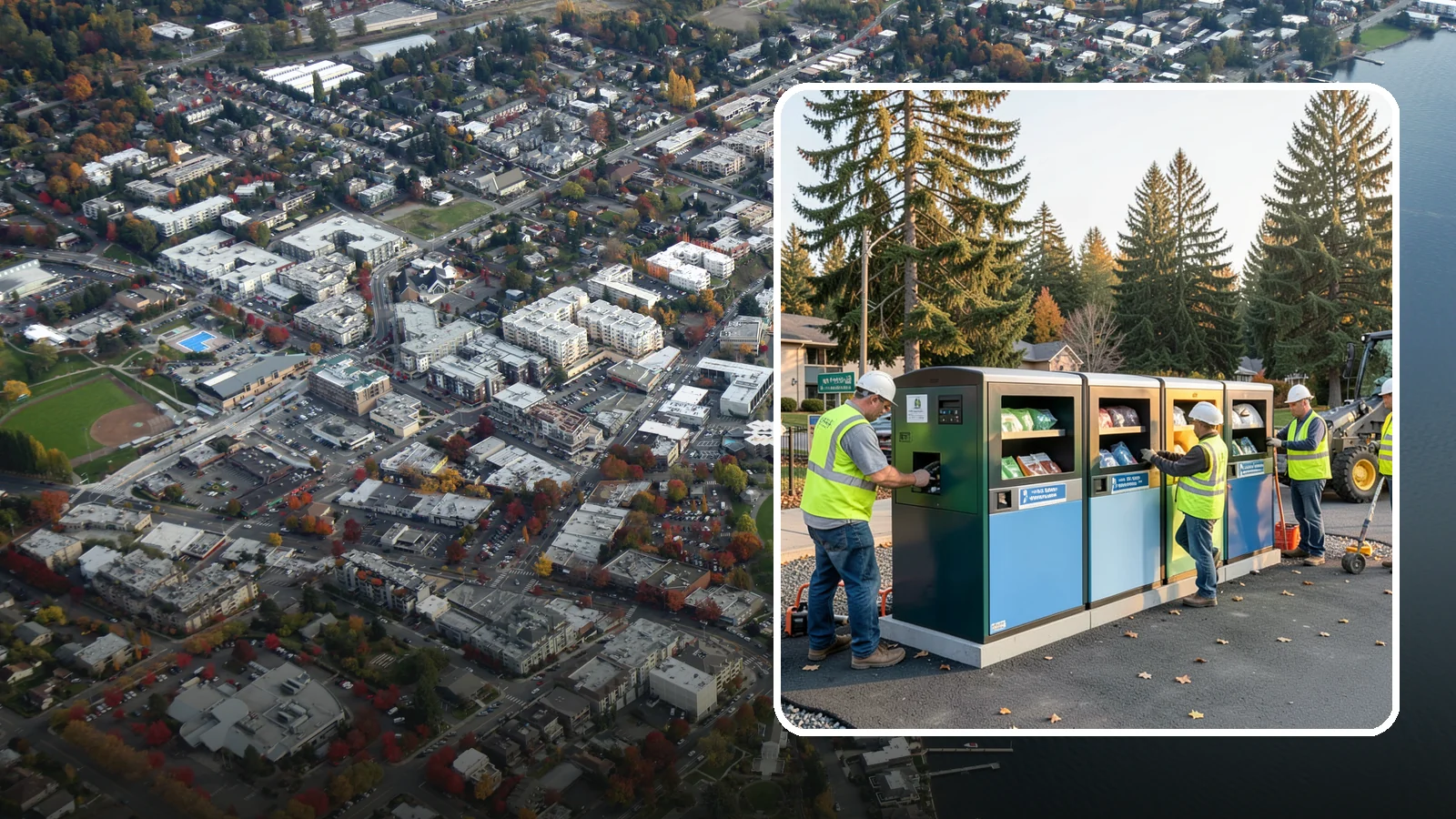 Recycling Station Installation in Kirkland, King County, WA - We install multi-stream recycling stations with clear labeling to support your diversion goals.