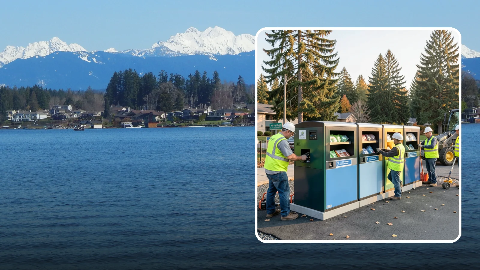 Recycling Station Installation in Lake Stevens, Snohomish County, WA - We install multi-stream recycling stations with clear labeling to support your diversion goals.