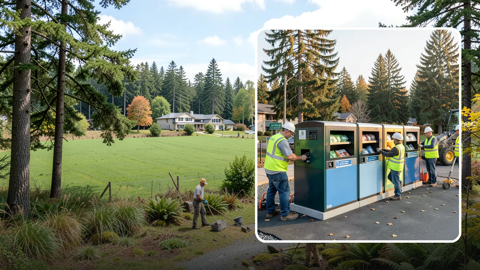 Recycling Station Installation in Lyman, Skagit County, WA - We install multi-stream recycling stations with clear labeling to support your diversion goals.