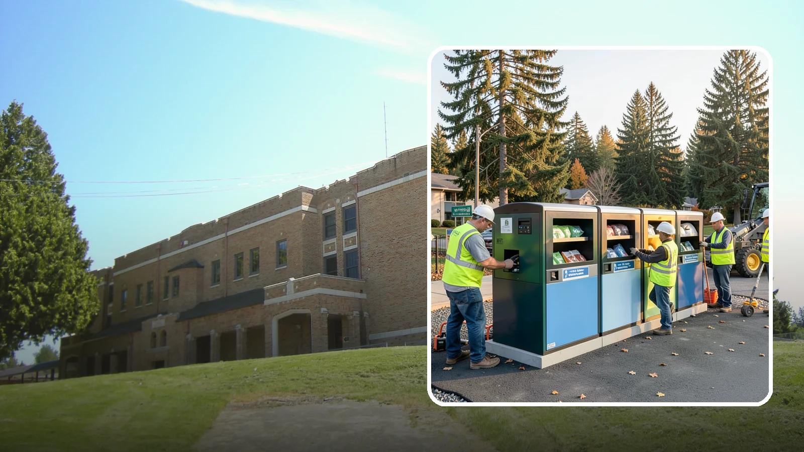 Recycling Station Installation in Maple Valley, King County, WA - We install multi-stream recycling stations with clear labeling to support your diversion goals.
