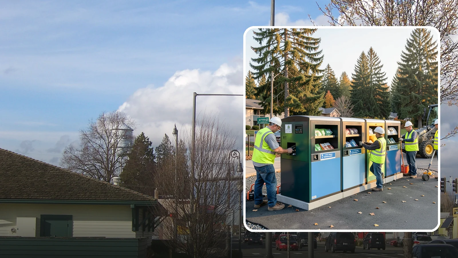 Recycling Station Installation in Marysville, Snohomish County, WA - We install multi-stream recycling stations with clear labeling to support your diversion goals.